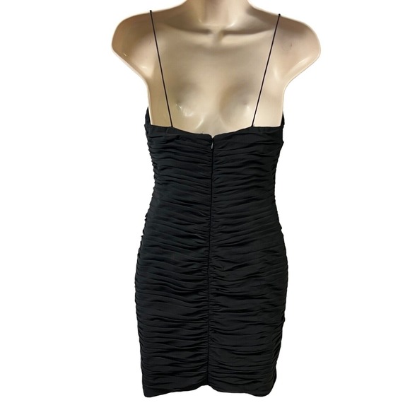 Aidan Mattox Dress 2 Black Ruched Bodycon‎ Sleeveless LBD Padded Bust Stretch - Picture 6 of 12